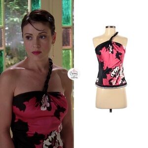 RARE Elie Tahari silk braided rope halter top ASO Phoebe Halliwell in CHARMED
